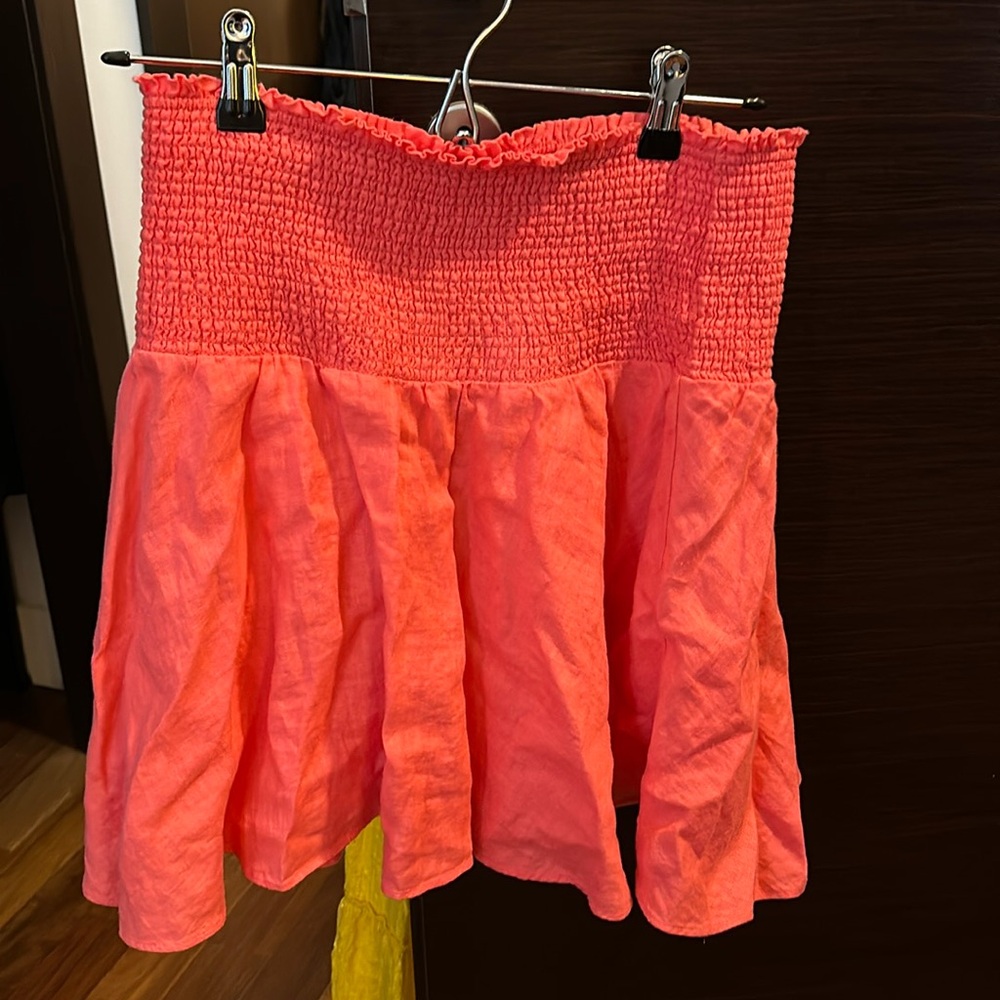 JCrew coral pink linen skirt